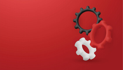 Modern 3D cogwheels concept, representing machinery, automation, workflow optimization, teamwork, productivity, and industrial technology