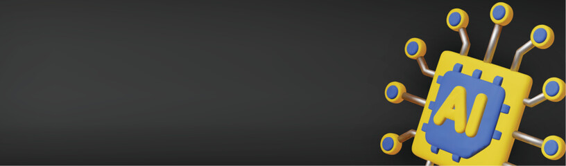 3d Vector AI Chip, AI in science and business, Technology and engineering concept.