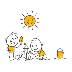 Under the Summer Sun Two People's Adventure of Building a Sandcastle and the Joy of a Shared Project.