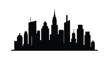 Fototapeta premium City skyline silhouette vector illustration, Black City skyline silhouette
