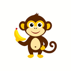 smiling monkey holding a banana vector illustration