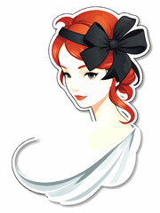 lady with bow and veil papercut decorative ornament with white area for insertion