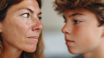 Fototapeta premium Woman, man, child pose for portrait.