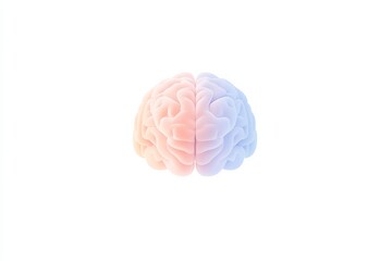 Abstract gradient brain illustration with pink and blue halves on white background