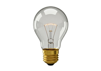 Classic incandescent light bulb isolated on transparent background, vintage Edison style lamp for retro design and energy concept