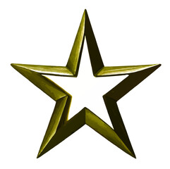 3d golden metal star ornament vector sketch