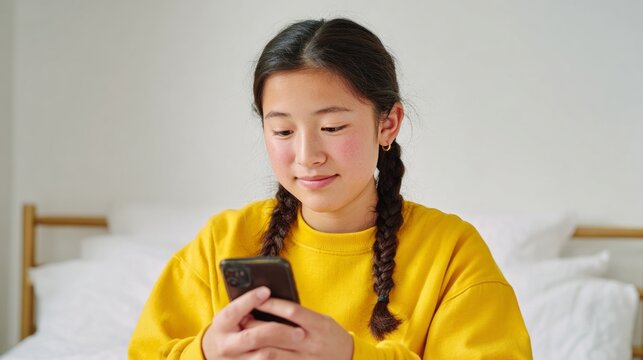 Woman looking at phone.