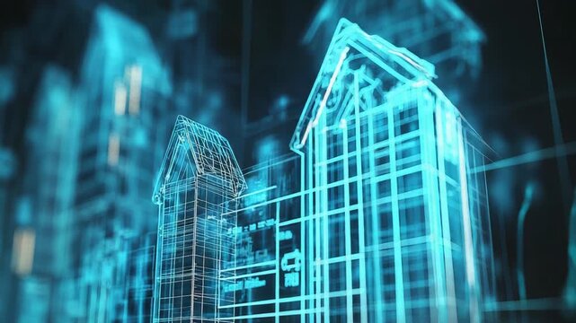 Building design wireframe creating digital architecture scheme