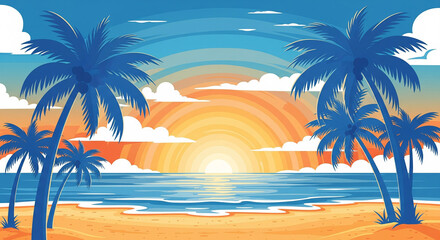 Fototapeta premium tropical beach with palm trees