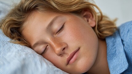 Girl sleeping in bed.