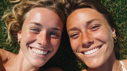 Woman posing with another person outdoors during daytime.