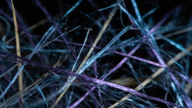 This abstract macro photograph reveals a tangled mass of colorful threads, highlighting the intricate patterns and textures that evoke creativity and sophistication in textile art.