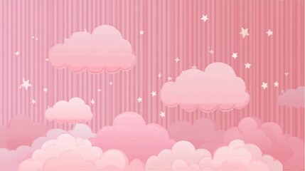 Pink clouds and stars pattern illustration dreamy sky background concept