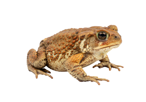 Cane toad isolated on transparent background, also known as Rhinella marina, a large terrestrial true toad, amphibian, pest species