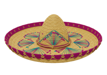 Isolated sombrero traditional Mexican hat, straw headdress. National fiesta culture icon