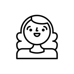 Obraz premium Outline Portrait Of A Smiling Woman With Wavy Hair And A Transparent Background