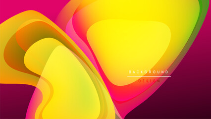 Abstract vibrant layers overlap. Yellow, pink, green hues create dynamic flow. Modern design element for backgrounds.