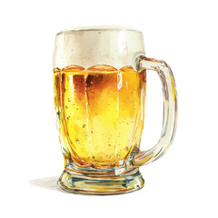 Realistic Beer watercolor drawing vector, premium quality illustration on a clean white background.