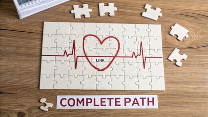 Jigsaw Puzzle Depicting Heartbeat With Missing Piece and Words