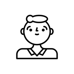 Outline Illustration Of A Smiling Person With Short Hair And A Collared Shirt On A Transparent Background