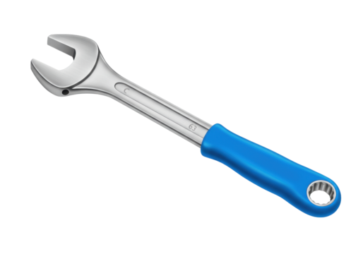 Isolated Open End Wrench with Blue Handle for Repairing and Tightening Bolts and Nuts