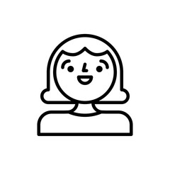 Outline Portrait Of A Happy Young Woman With Short Hair And A Smiling Face Against A Transparent White Background