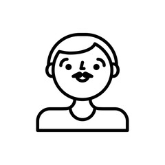Obraz premium Outline Portrait of a Man with Mustache and Short Hair Wearing a T-Shirt Isolated on a Transparent Background Simple Line Art Style