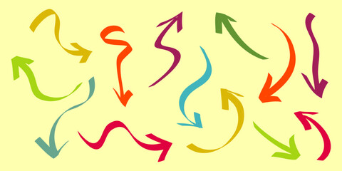 hand drawn Arrows icons Set. arrow icon with various directions. Doodle design element