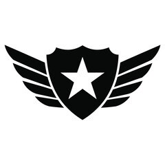 Fototapeta premium Classic winged star shield vector logo icon for versatile use eps format silhouette