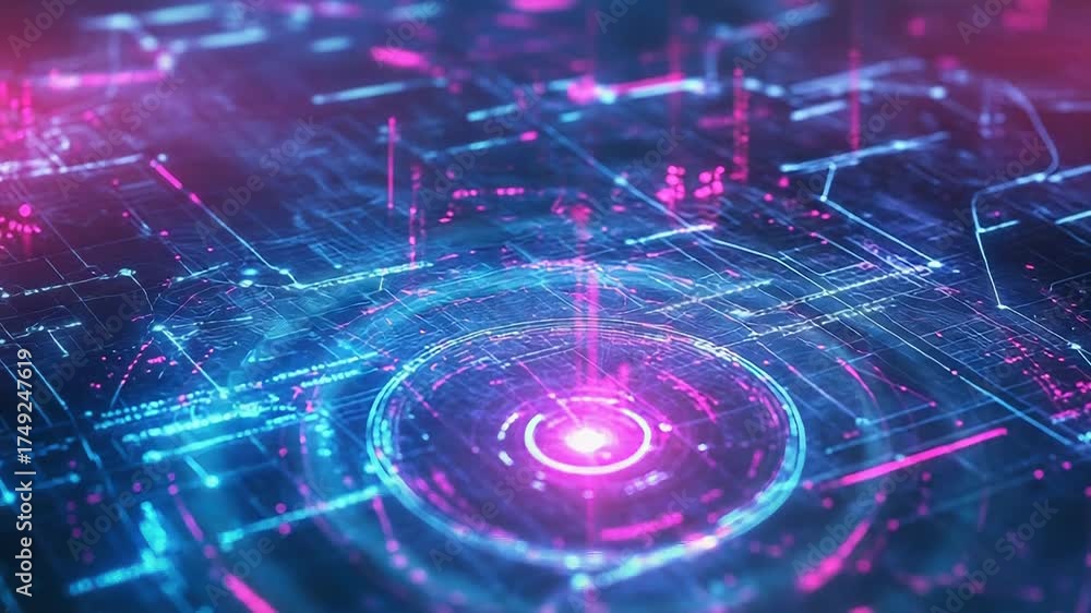 Wall mural digital circuit board processing abstract futuristic data