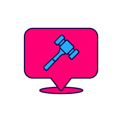 Filled outline Auction hammer icon isolated on white background. Gavel - hammer of judge or auctioneer. Bidding process, deal done. Auction bidding. Vector