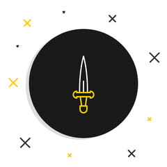 Obraz premium Line Dagger icon isolated on white background. Knife icon. Sword with sharp blade. Colorful outline concept. Vector