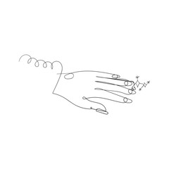 continuous line drawing manicure healthy nail care illustration