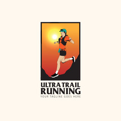 ultra trail run illustratin image for background