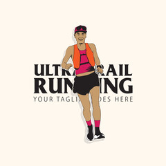 ultra trail run illustratin image for background