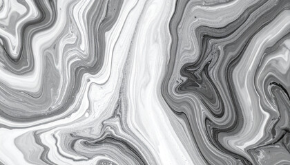 Abstract marble pattern in monochrome and silver shades, swirling veins and fluid lines, elegant