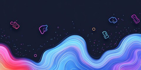 Futuristic Technology Background with Neon Circuit Patterns and Cosmic Elements in a Dark Style