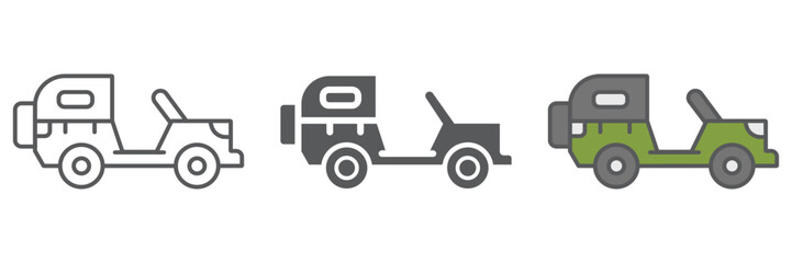 Army vehicle icon, army and transport, military car sign, vector graphics, a linear pattern on a white background. editable stroke