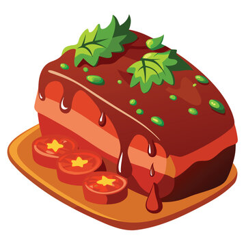 cartoon meatloaf with tomatoes and sauce clip art preview