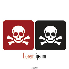 Vector illustration of a skull and crossbones tattoo, on two backgrounds