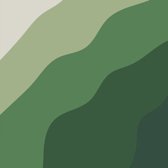 Minimal abstract landscape in layered green shades with smooth organic waves. Modern nature-inspired design for wall art, poster, home decor, and branding. Perfect for mid-century and boho minimalist 