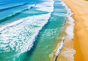 Ocean Waves Crashing on Sandy Beach - A Coastal Paradise.