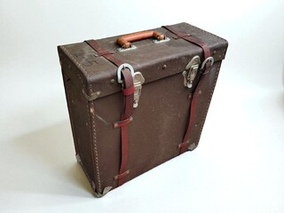 old suitcase isolated on white