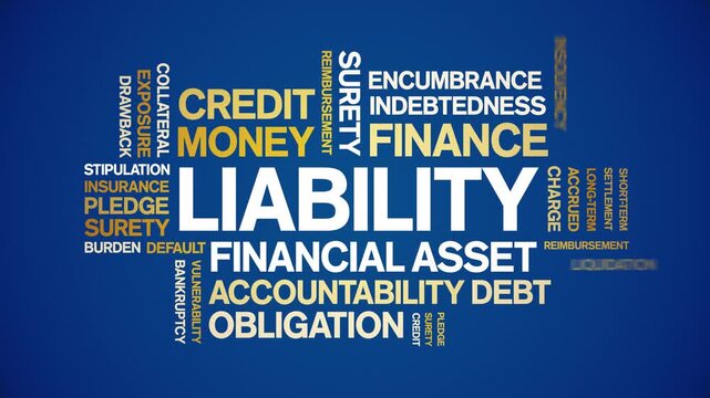 Liability animated word cloud-text design animation tag kinetic typography seamless loop.