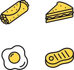Hand drawn icons of popular food items