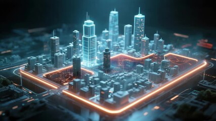 Futuristic cityscape glowing network business infrastructure smart city neon skyline cyberpunk digital grid urban technology night scene energy with - Powered by Adobe