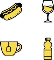 Four simple icons of food and drinks