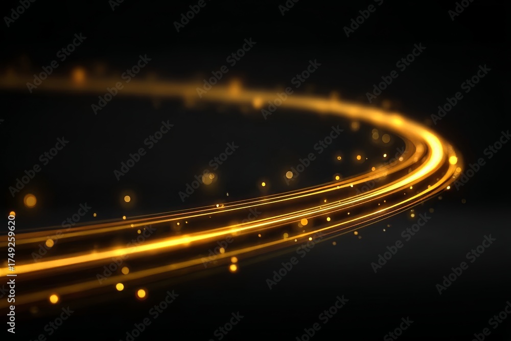Canvas Prints dynamic light painting photography with glowing curved lines and motion trails on dark background