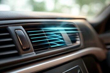 Car Air Conditioning Blowing Cool Air on Dashboard for Comfortable Summer Driving Experience
