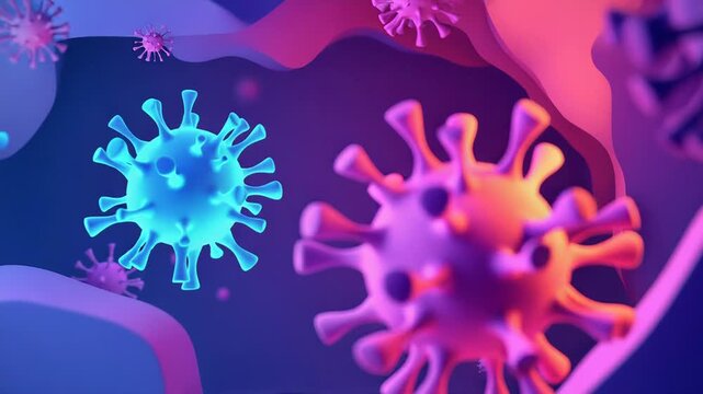 Scientific illustration of virus pathogen infection spread concept